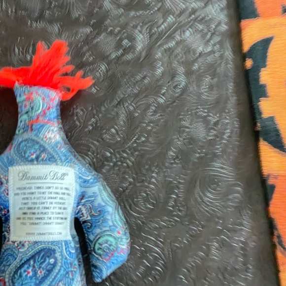 Paisley Patterned Fabric Doll with Red Accents - Picture 5 of 5